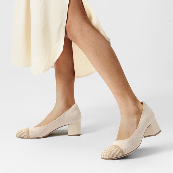 Stylish Block Heel Pumps - APRICOT - 1